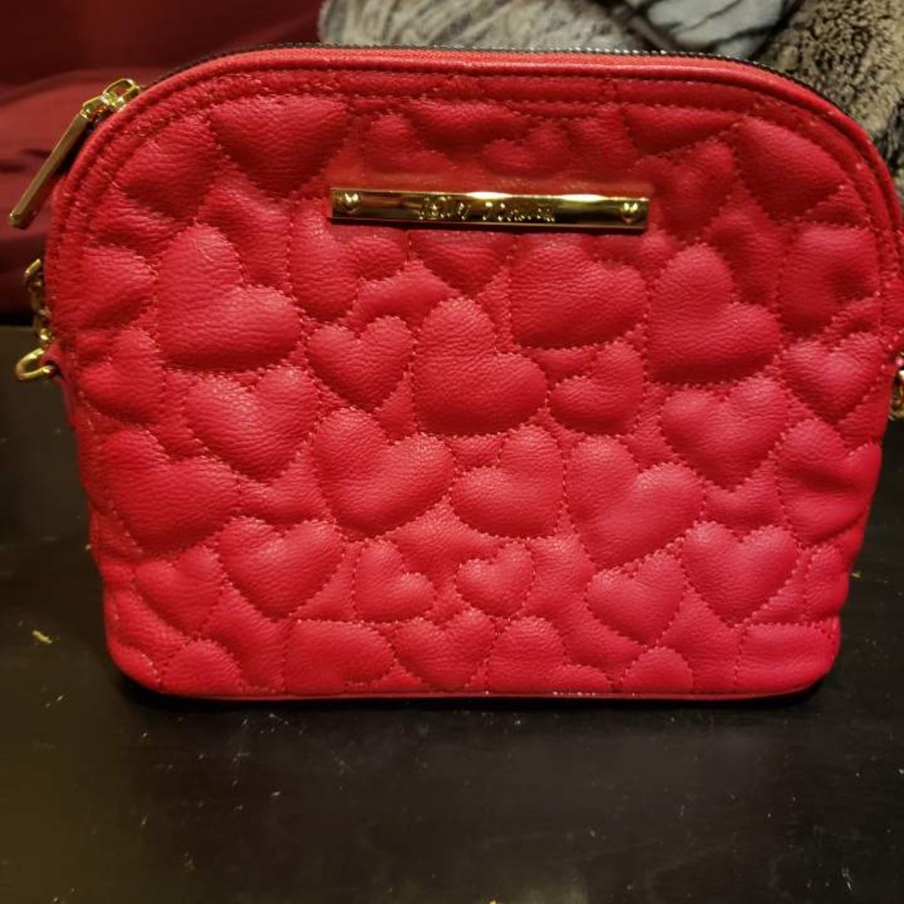 Betsey Johnson red quilted heart crossbody bag